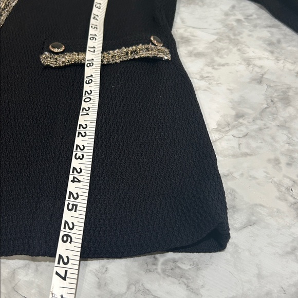 MISOOK WOMENS GOLD CHAIN TRIMMED BLACK BLAZER Sz XS - Picture 10 of 10